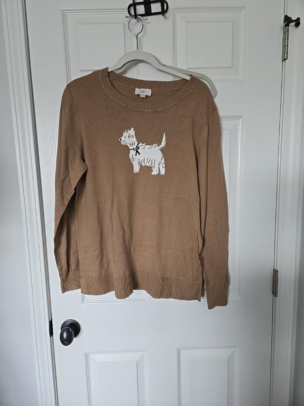 Loft OUTLET NWT Westie Terrier Dog Sweater in Camel - SZ XL